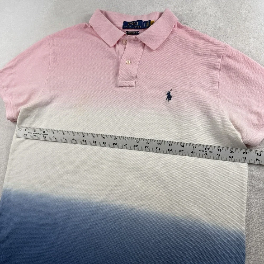 Polo Ralph Lauren Custom Slim Fit Polo Shirt Mens Large Pink Tie-Dye Dip Dyed